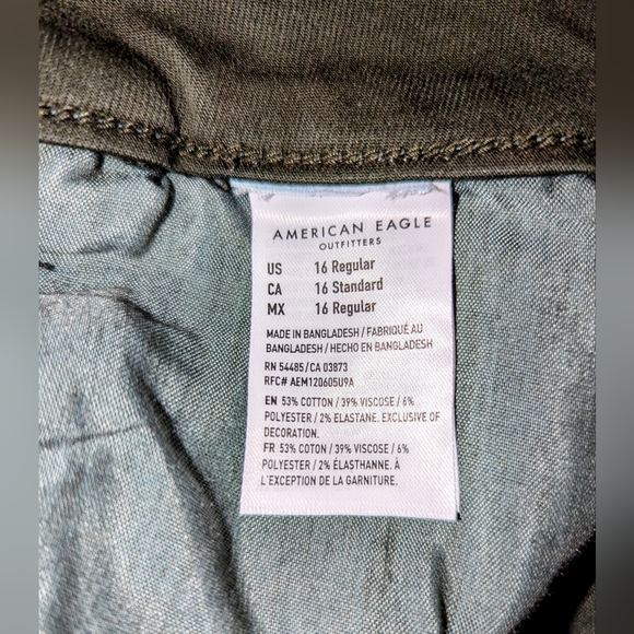 AMERICAN EAGLE Olive Green Camo jeans - brand new with tags - size 16 Regular - Picture 5 of 5